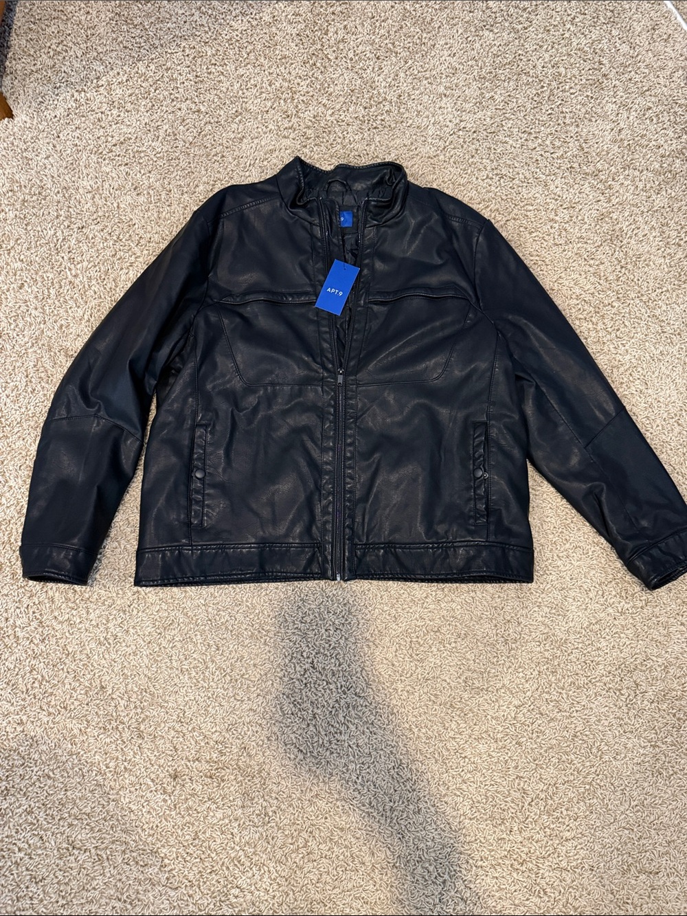 Apt. 9 Black Faux Leather Bomber Jacket XXL NWT NEW